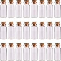 MaxMau 24 Pack 10ml Mini Glass Vials with Cork Stoppers - Ideal for DIY Crafts, Wedding Favors & Party Decorations