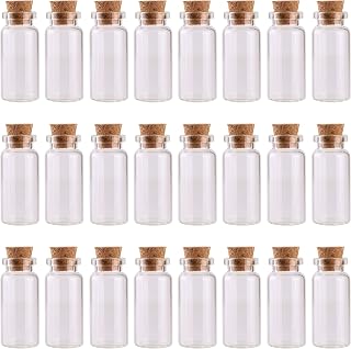 MaxMau 24 Pack 10ml Mini Glass Vials with Cork Stoppers - Ideal for DIY Crafts, Wedding Favors & Party Decorations
