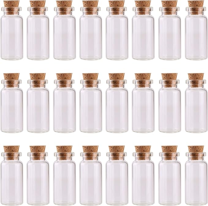 MAXMAU 24PCS 10ml Glass Bottles Cork Stoppers DIY