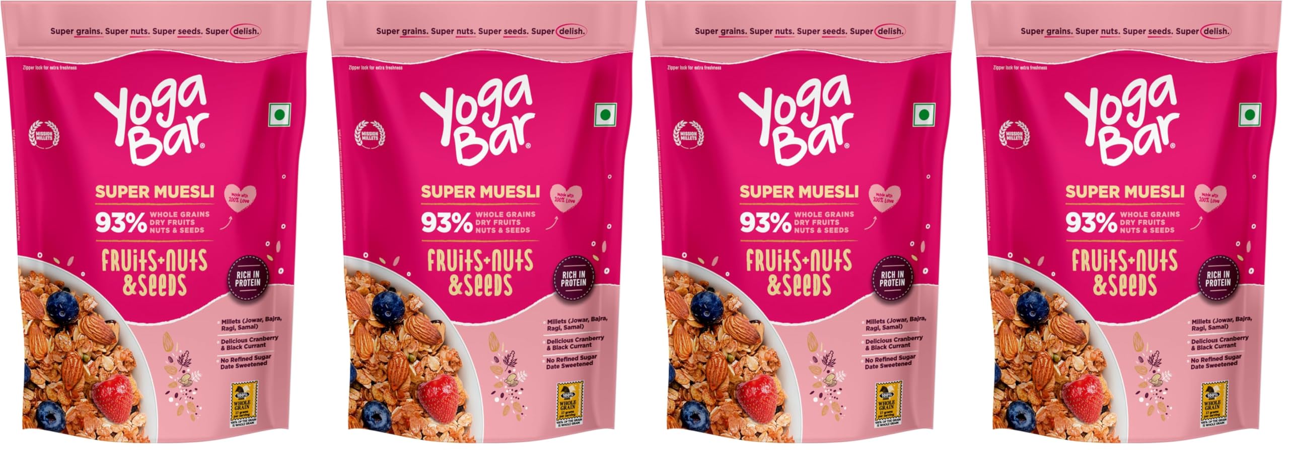 Yogabar Fruit and Nut Muesli 1kg | Muesli with 93% Whole Grains + Dried Fruits+ Nuts and Seeds | Wholegrains, No Added Preservatives (Pack of 2)-picture-25