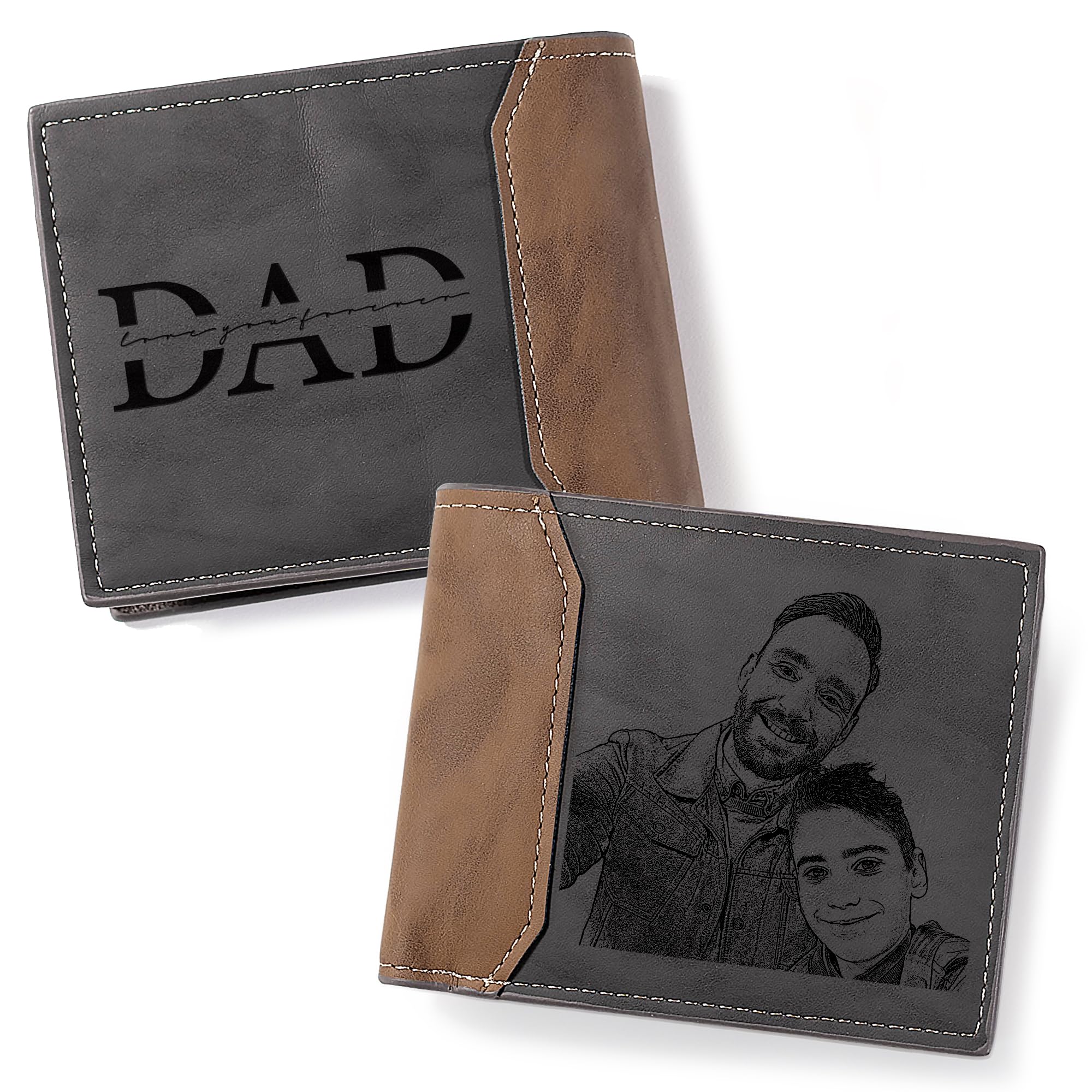 Easycosy Custom Wallet for Men Personalized Photo Wallet Engraved Customized Picture Gifts for Him, Boyfriend Husband Dad Father Anniversary Birthday Gifts Style 8