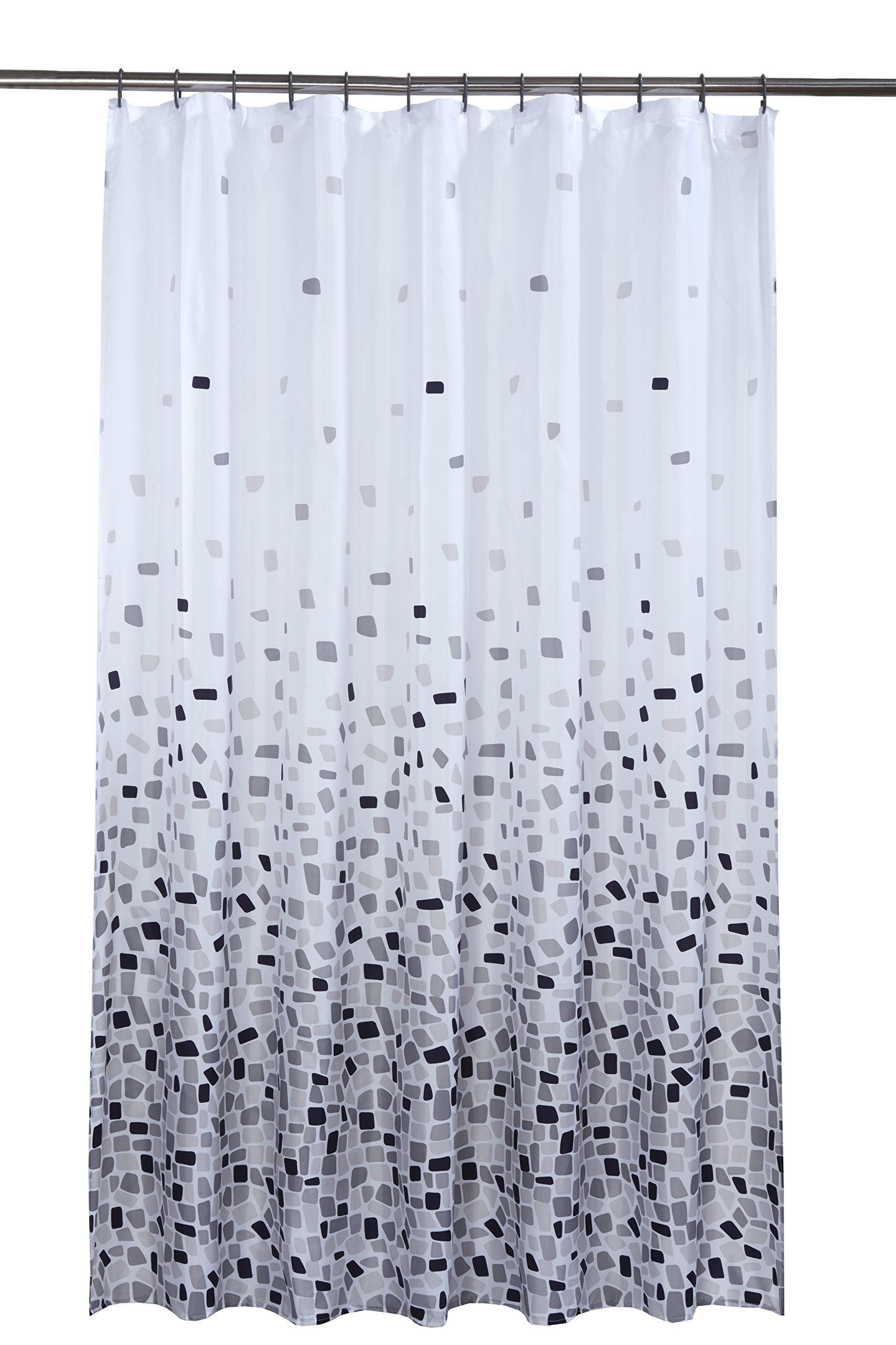 Waterline Mosiac Black/Grey Yourhome Vibrant Mosaic On A White Background Polyester Shower Curtain Including 12 Shower Curtain Rings By