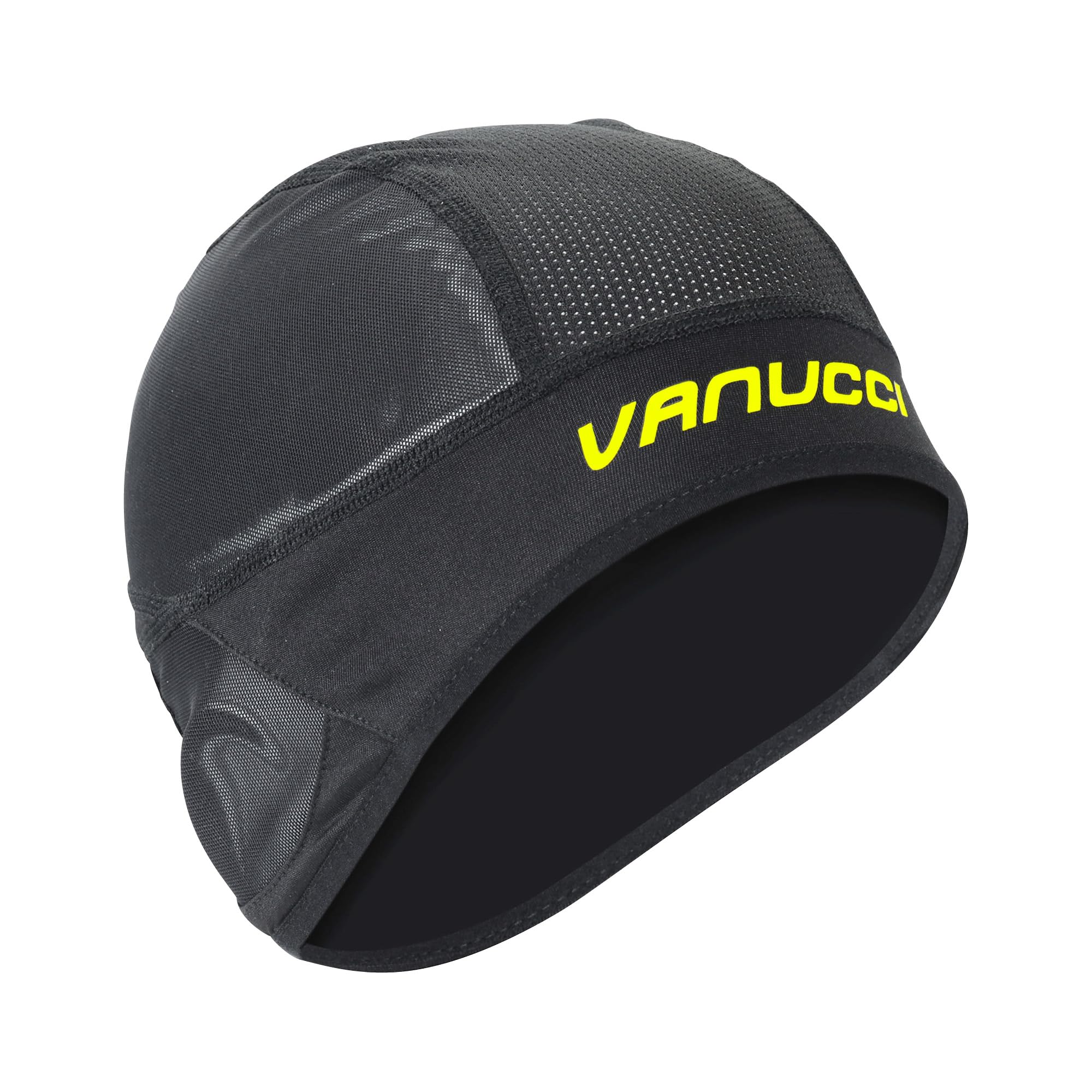 Vanucci Unterziehmütze Sommer für Helm – Atmungsaktive Helm-Unterziehmütze als Cap/Skullcap/Headcap für Motorradhelm & Fahrradhelm, Mütze unter Helm, Unisex, Schwarz