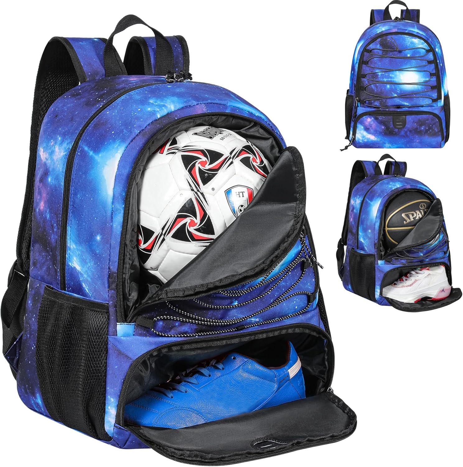 Basketball Bag Backpack for Men Women with Ball & Shoes Compartment 30L Capacity Lightweight Breathable Boys Girls Soccer Ball Bag Backpack Fit Volleyball Football Sports Travel School Gym