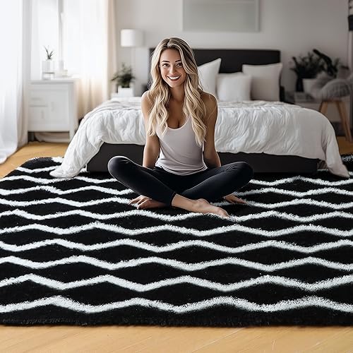 Miniatura 2 de RUGTUDER - Alfombra suave de pelo para la sala de estar alfombra de 5 x 8 pies alfombras mullidas para el dormitorio alfombras de felpa para la