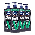 Vaseline Men Fast Absorbing 3-in-1 Face, Hands & Body Lotion for Men, 4 pack For Dry Skin,Absorbs in Just 15 Seconds for Moisturized Skin 20.3 Oz