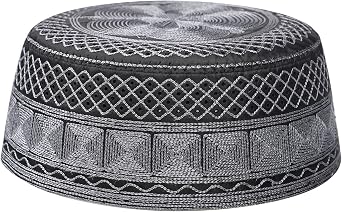 Muslim Prayer Kufi Hat Embroidered Islamic Skull Cap Beanie Hat Arabian Omani Turkish Prayer Headwear Eid Gift