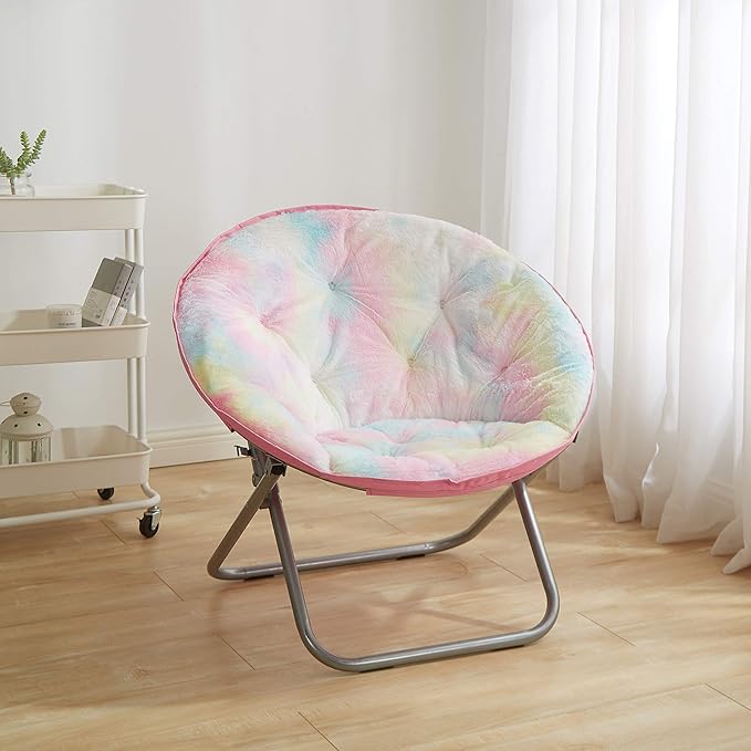 Sillón Plegable Redondo Peluche Multicolor para Adolescentes miniatura 2