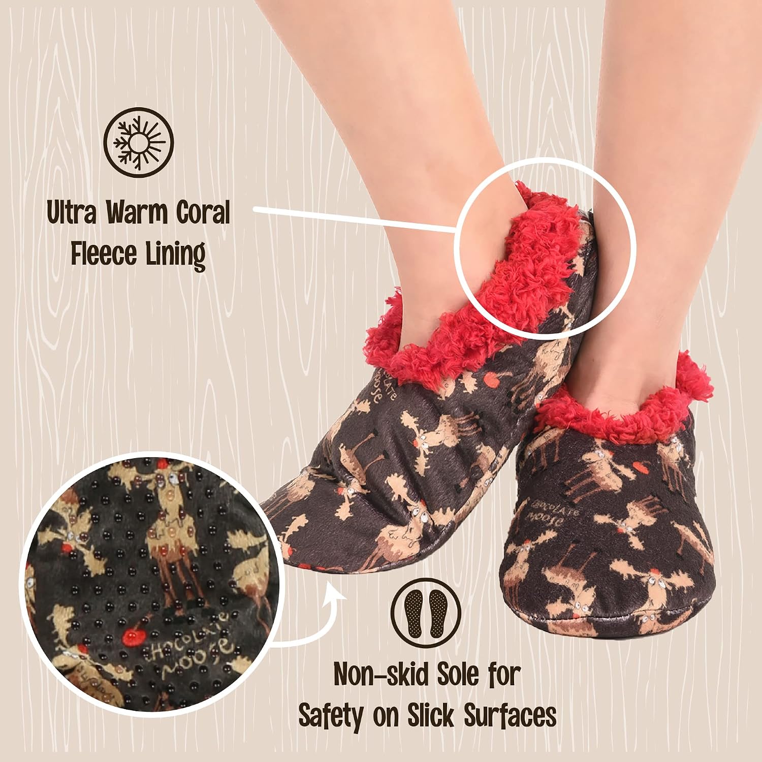 Lazy One Women's Moose & Bear Fuzzy Slippers