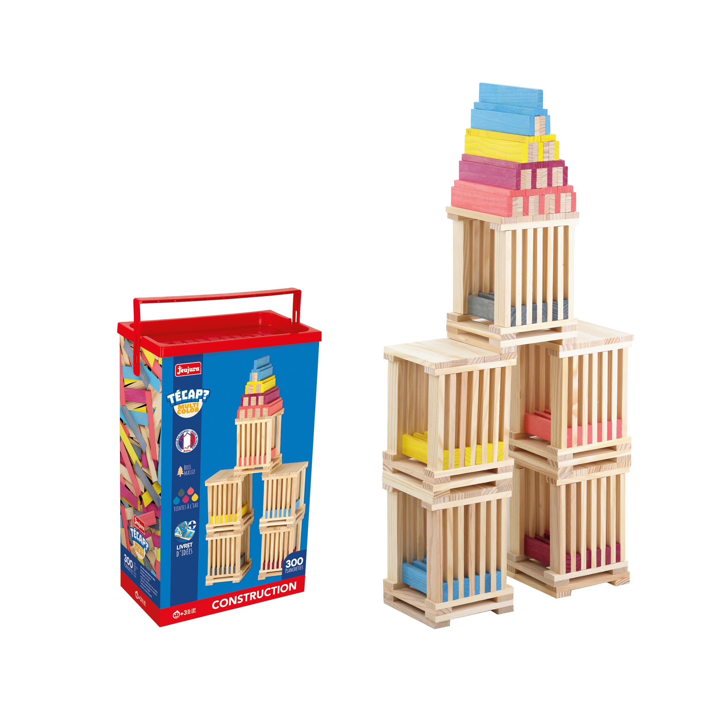 Jeujura – Tecap Color – 300 Teile – Konstruktionsspielzeug – Bauklötze – für unzählige Bauprojekte – der Fantasie freien Lauf Lassen – Motorik – Kreativität – 8313