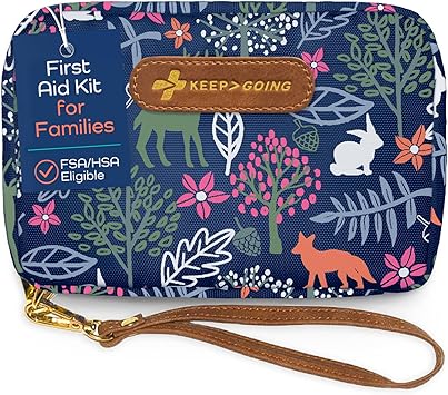 KeepGoing Travel First Aid Kit for Kids – 130 Pc. for Car, Home, Purse, Diaper Bag & Backpack with Latex-Free Bandages - Mini First Aid Kit Travel Size TSA-Approved
