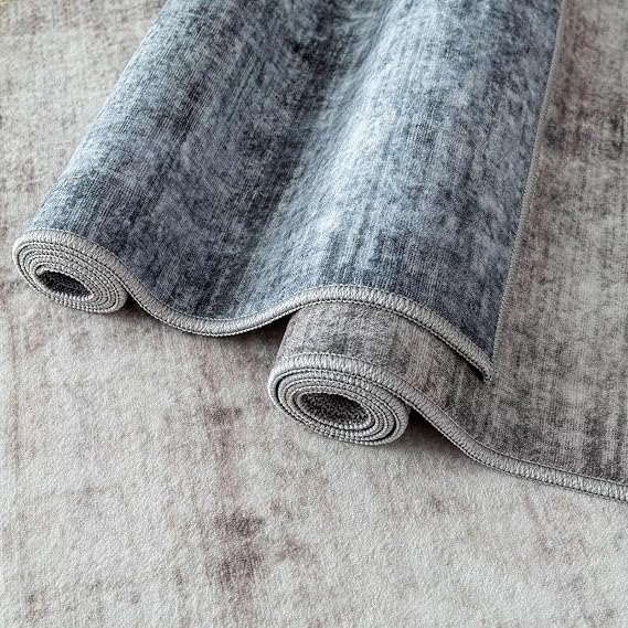 Washable Rugs 6x9 Area Rugs for Living Room,Modern Abstract Rugs for Bedroom,Large Carpets,Ultra Soft Faux Wool Retro Dining Room Rug,Non Slip&Non-Shedding Low Pile Print Rug- Beige Grey