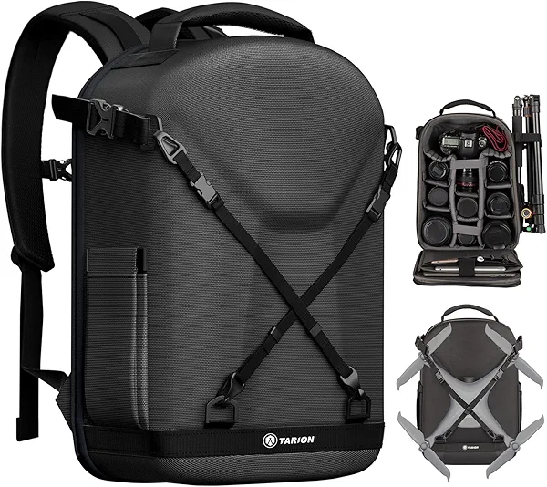 TARION Hardshell Camera Backpack Bag - 3-side Hard Case Professional Camera Bag with 14.5" Laptop Compartment & Waterproof Raincover for photographers (TRH Black)