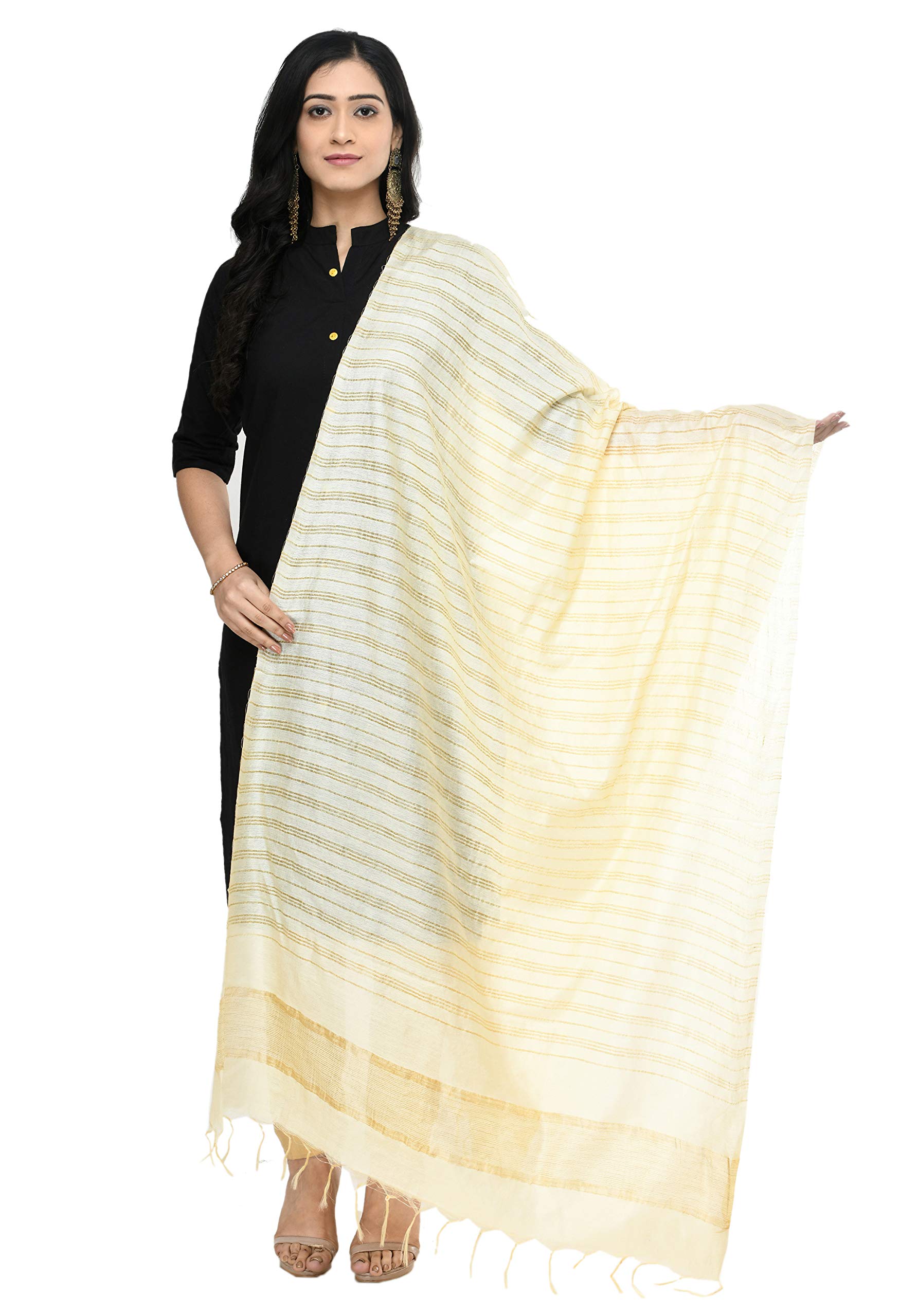 a r silk Women's Self Design Cotton Dupatta (ARS0506_Cream_Free Size)-picture-36