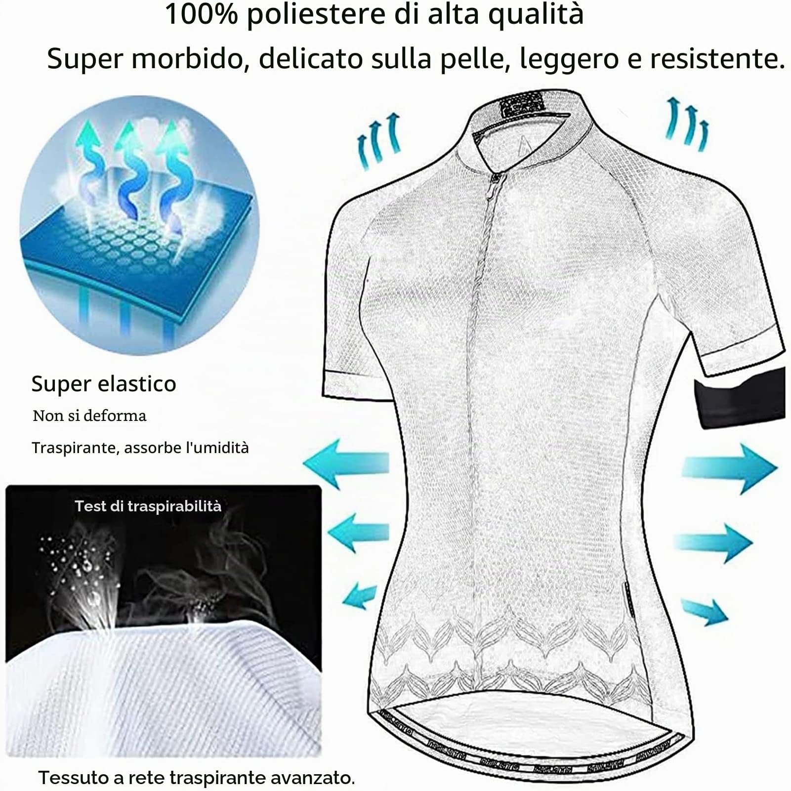 Abbigliamento Ciclismo Set Manica Corta Tuta Ciclismo Uomo Tuta da Bicicletta MTB Estiva da Uomo, Con Pantaloncini Imbottiti in Gel Traspirante e Ad Asciugatura Rapida
