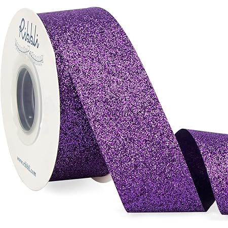 Amazon.com: MAYREEL Purple Ribbon Wired 2.5 Inch x 10 Yards Glitter ...