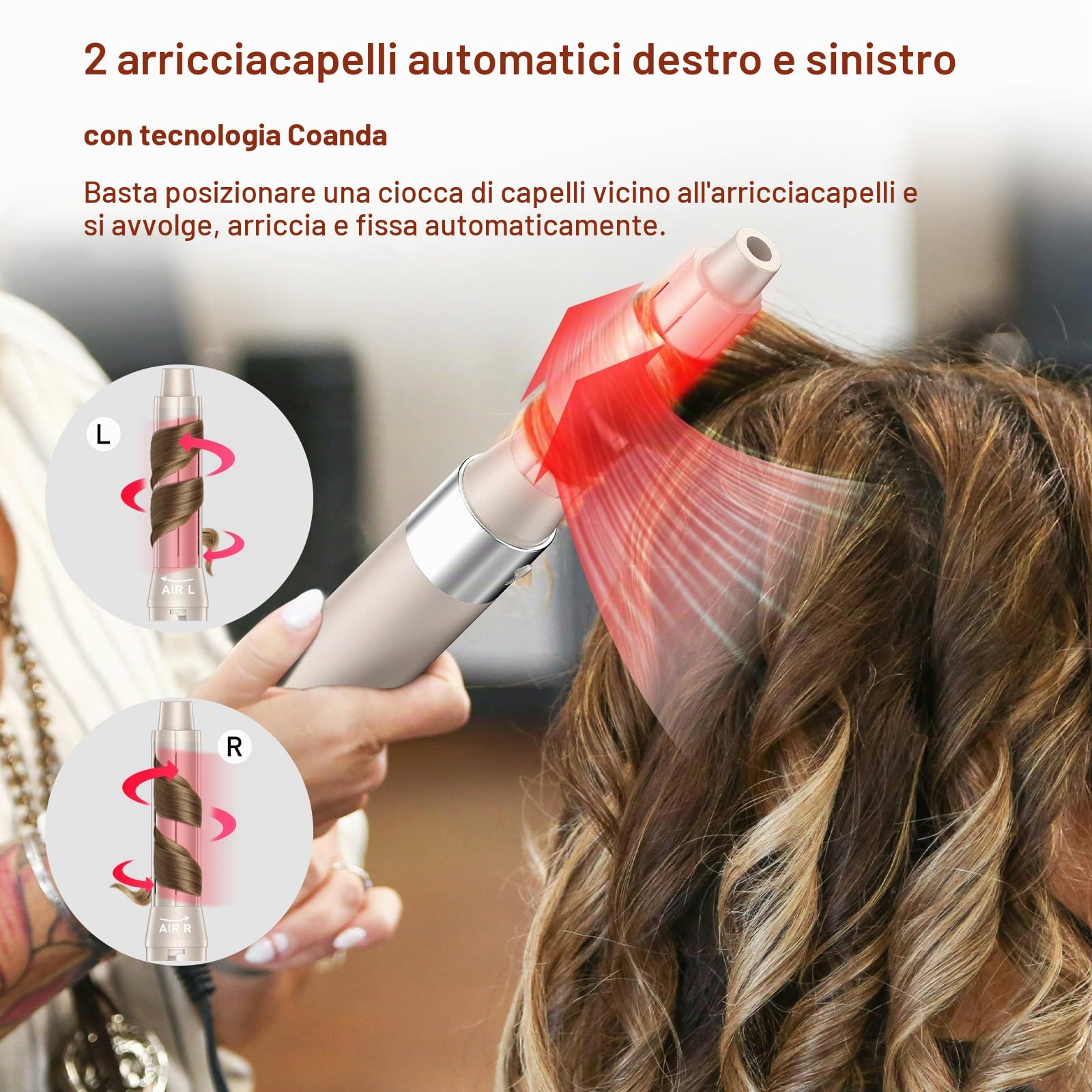 MESCOMB Air Styler e Spazzola Asciugacapelli ad Alta Velocità 5 in 1 - Multi Styler con Arricciacapelli Automatico, Volumizzante e Lisciante, Asciugacapelli Rapido Ionica da 110.000 RPM