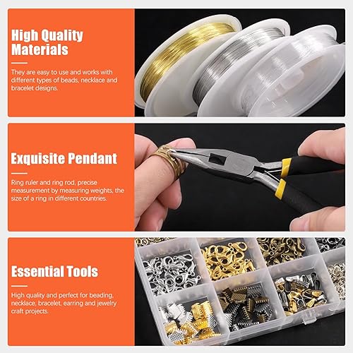 Miniatura 3 de Tanstic Kit de 1489 piezas de suministros para hacer joyas, kit de fabricación de joyas con herramientas de fabricación de joyas, alicates de