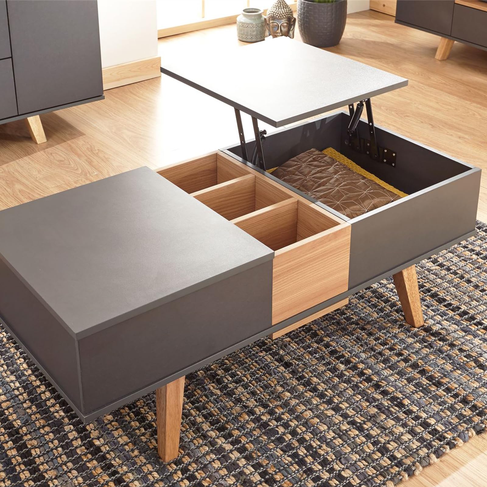 4 piezas de 2 pares de bisagras superiores de 9,5 pulgadas, soporte plegable, soporte para mesa de té, mecanismo de bisagra para muebles, estante de elevación, color negro
