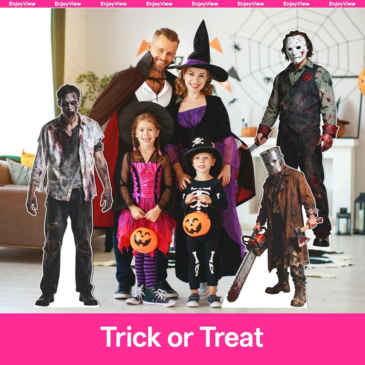 Halloween Decor, Life Size Cardboard Cutout, 6 ft Killer Standee, Scary Decorations for Party, Porch, Haunted House & Yard, Indoor & Outdoor Use, Easy Assembly, Sturdy Coroplast