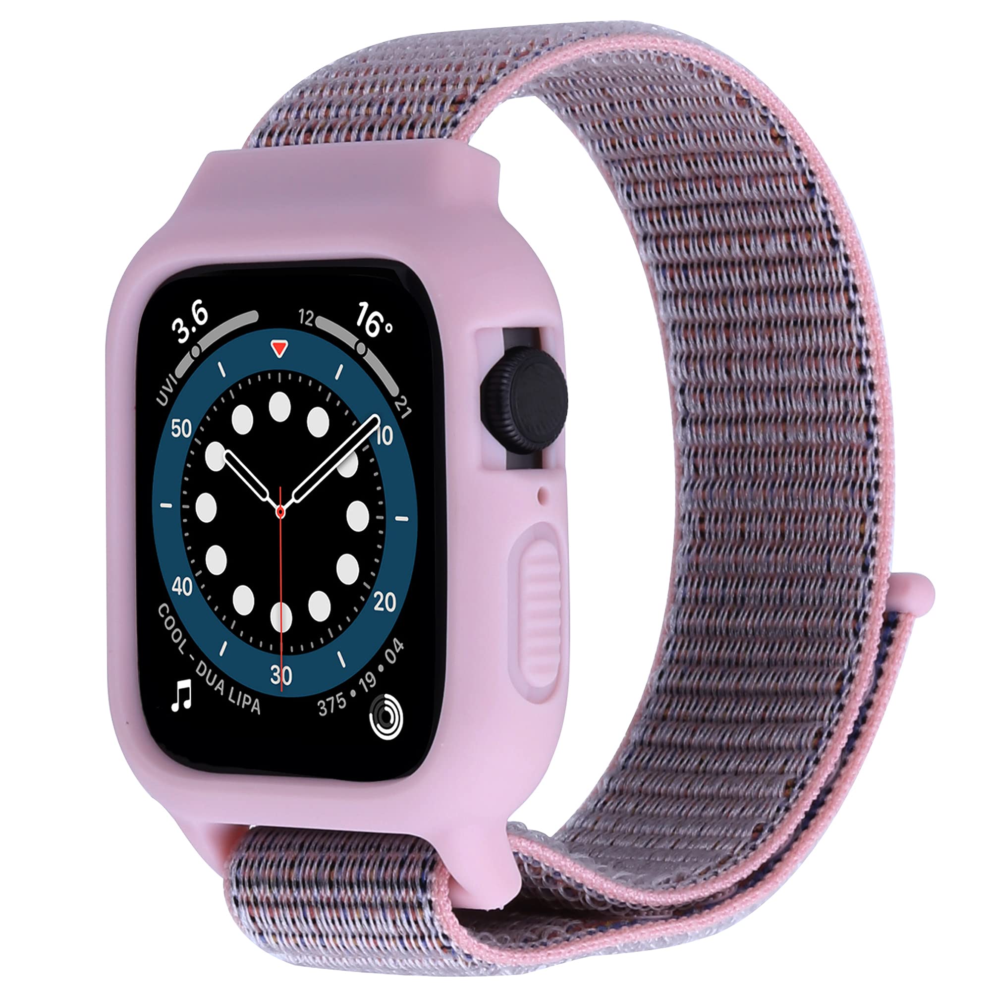 Nylon Bands Compatible with Apple Watch 44mm 42mm 40mm 38mm Band with Protective Bumper Case, Nylon Velcro Sport Soft Replacement Wristband Compatible for iWatch Series 6 5 4 3 2 1 SE