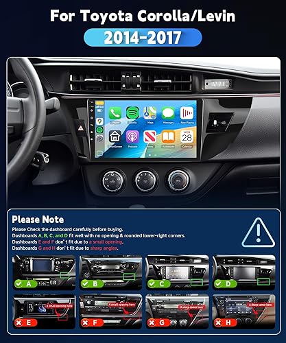 Miniatura 2 de 8 Core 4G+64G para Toyota CorollaLevin 2014-2017 Estéreo de coche Android con Carplay inalámbrico Android Auto, 10.1 "HD 1280*720P IPS pantalla