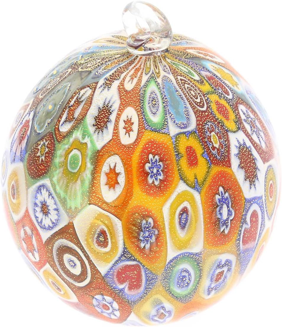 Glass Of Venice Murano Glass Christmas Ornament - Gold Millefiori