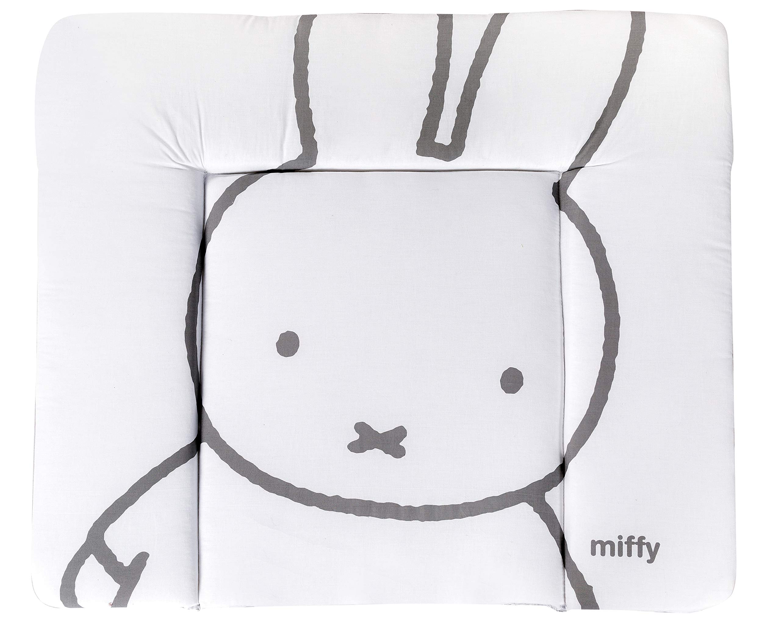 roba mata do przewijania miffy® – 85 × 75 cm – mata na przewijak powlekana PU – łatwa do czyszczenia – z motywem królika – biały/szary