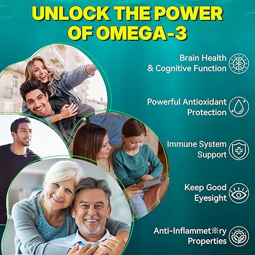 Miniatura 5 de Gomitas Omega 3 de algas sin azúcar, 1000 mg  Suplementos de aceite de pescado alternativos, DHA y EPA a base de plantas más vitamina B12, folato y