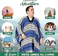 Vista 50 de Artisans Bazaar Poncho tradicional mexicano de Baja para hombres y mujeres, auténtico sarape de Gaban, manta de vaquero Pancho Jorongo rojo - rosa
