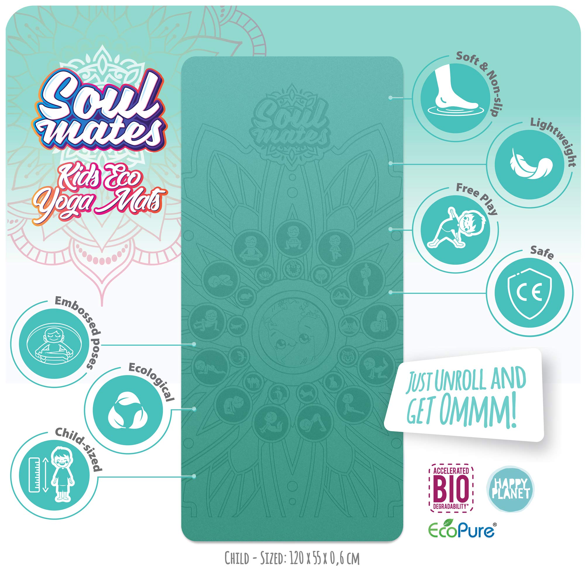 Soul Mates Mata do jogi, przyjazna dla środowiska, dla dzieci, młodzieży, unisex, zielona
