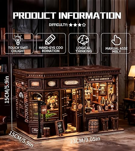 Miniatura 12 de Roroom Kit de casa de muñecas en miniatura y muebles, modelo de casa de muñecas de madera en 3D, idea creativa de habitación para regalo de Cubierta