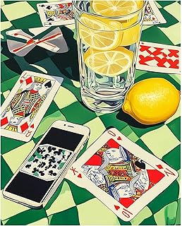 KEYIFA Paint by Numbers Kits for Adults, Playing Cards Paint by Number, DIY Oil Digital Painting Wine Glass, Easy Acrylic Painting Kit Canvas, with Brushes, Art Crafts Gifts for Wall Decor 16x20 in