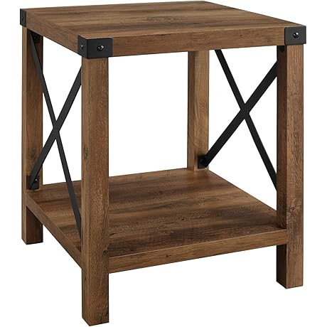 Walker Edison Sedalia Modern Farmhouse Metal X Side Table, 18x18 Table