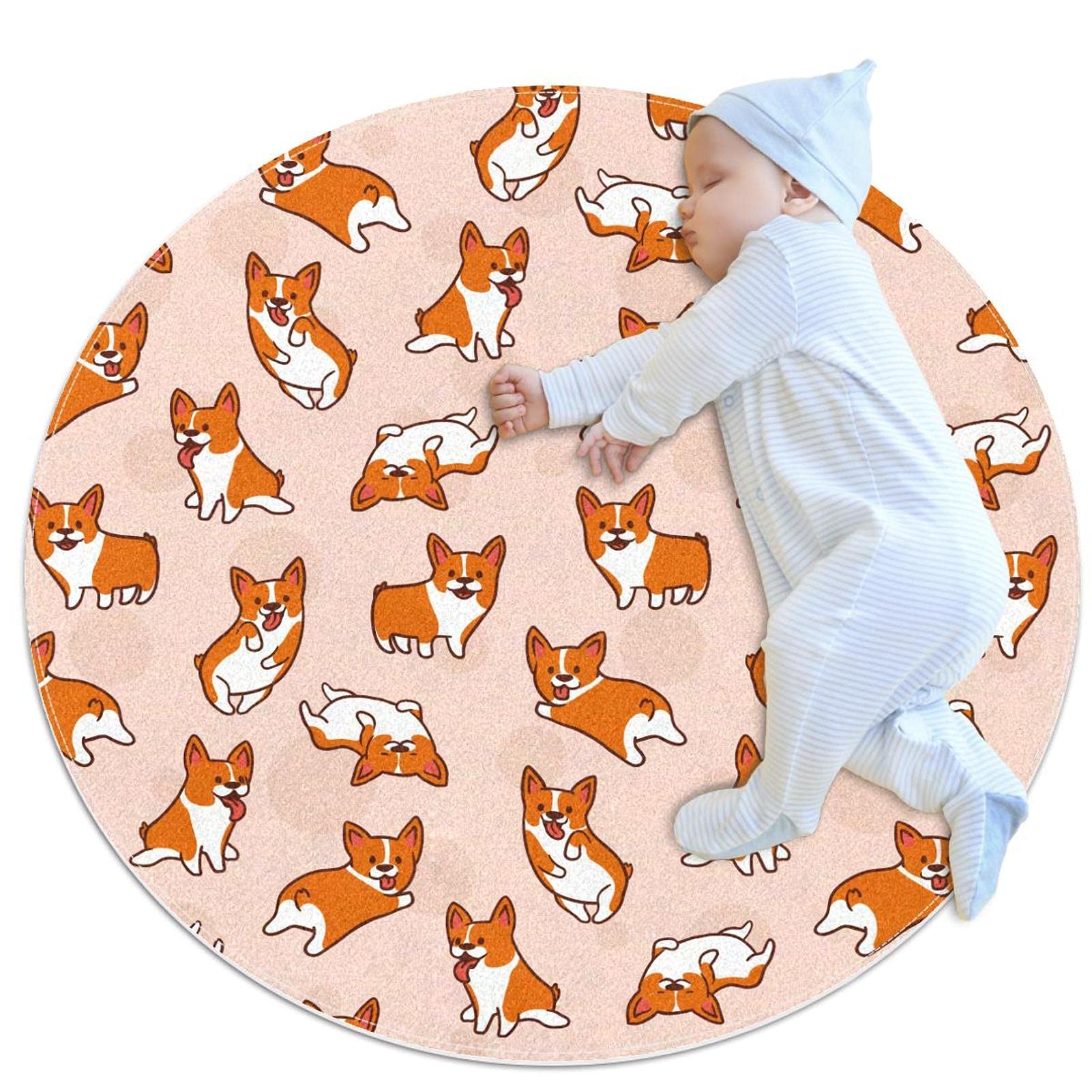 Tapis de douche rose corgi fini les glissades sur sol mouillé rond