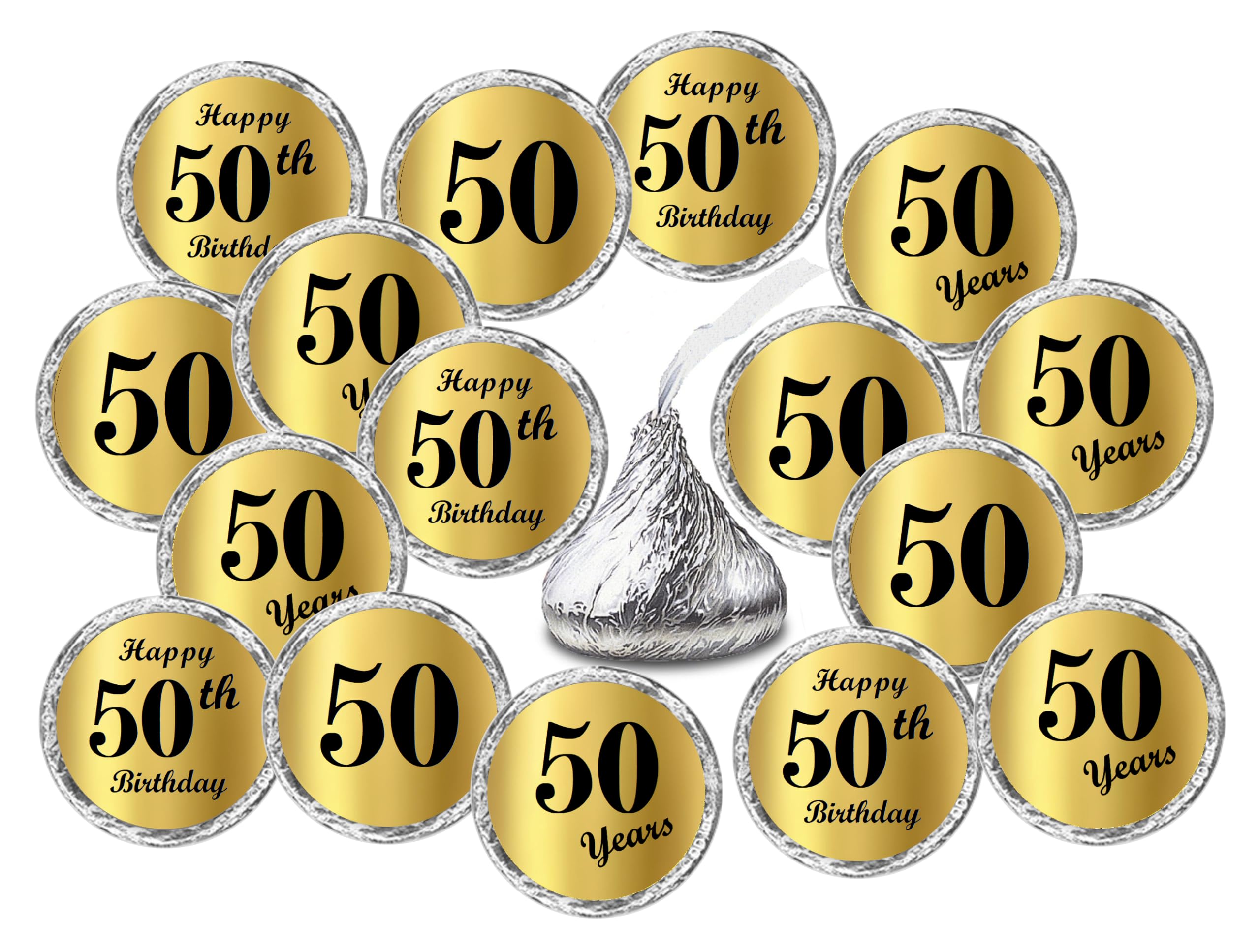Étiquettes pour chocolat de 50e anniversaire, résout le manque d'idées déco avec 216 stickers
