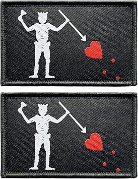 stidsds 2 Pack Blackbeard Flag Patch Pirate Edward Teach Flags Embroidered Patches Pirate Edward Teach Flags Military Tactical Hook and Loop Fastener Patch for Clothes Hat Backpacks Pride Decorations