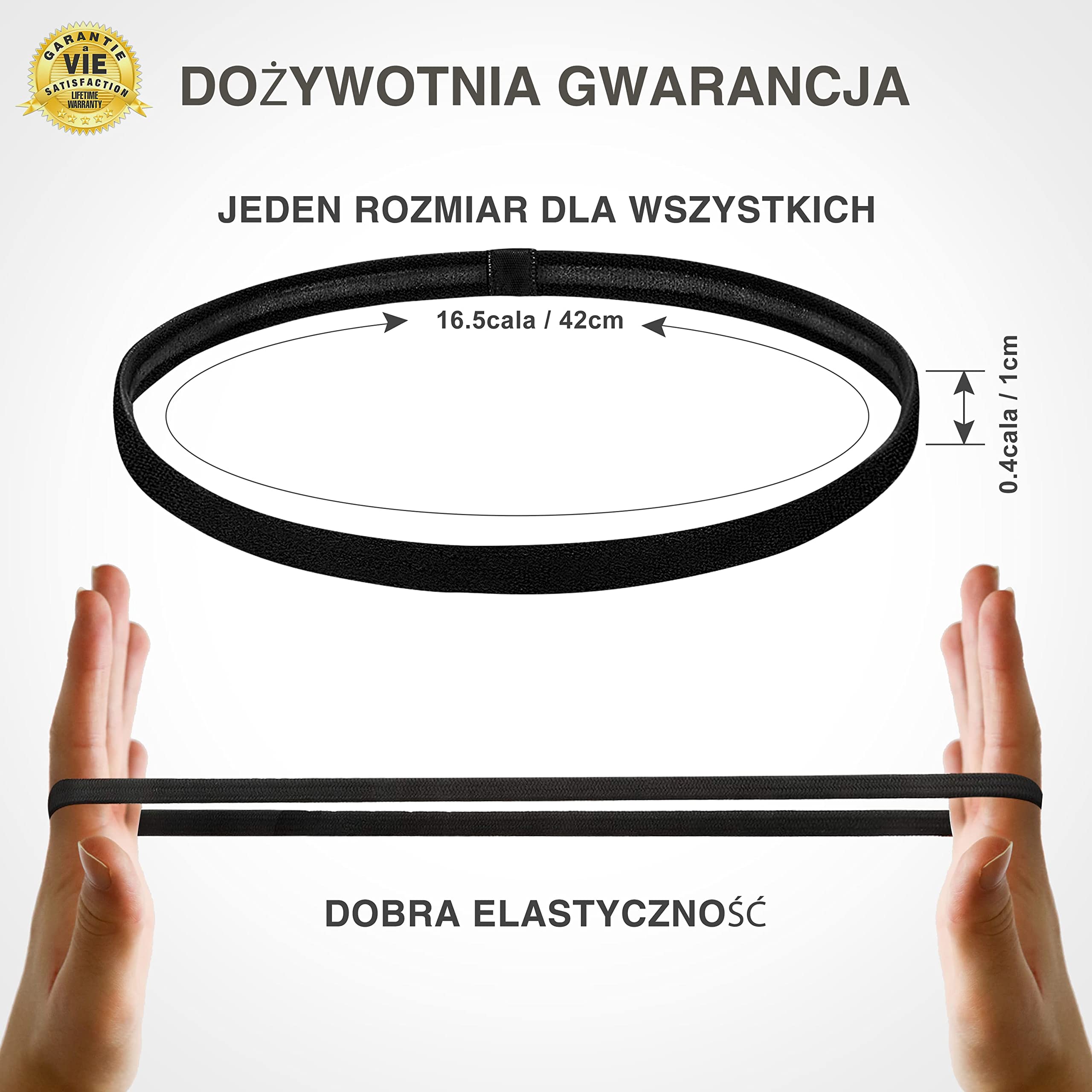 Opaska Sportowa na Głowę - 20 cm Długości, 8-Pak - ✮DOŻYWOTNIA GWARANCJA✮ - Sportowe Opaski Fitness - Rozciąga się do 70 cm - Opaska Treningowa do Włosów i na Uszy - Akcesoria Sportowe