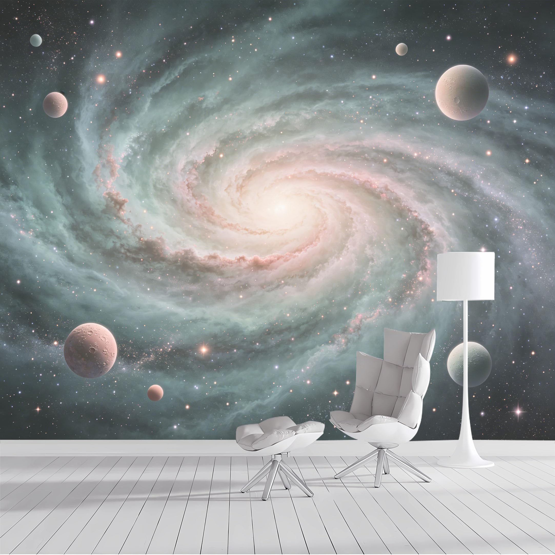 Custom Size Wall Mural Galaxy Space Planets Nebula Cosmic Swirl Watercolor SelfAdhesive Wall Fabric Removable Peel and Stick Wallpaper Wall Decor for Living Room Bedroom Bathroom