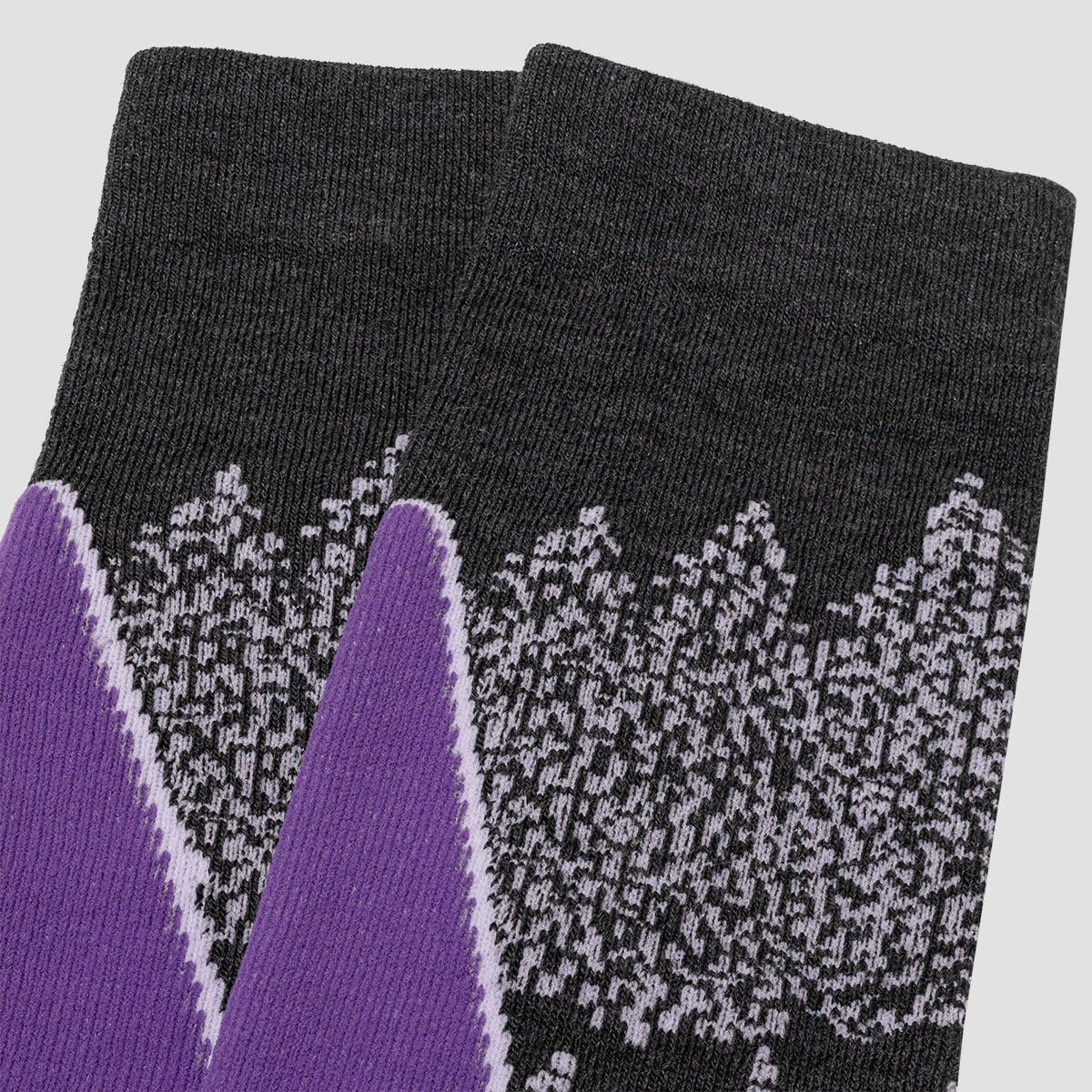 Bridgedale Chaussettes de ski mi-hautes en laine mérinos Performance pour femme, noir/violet, L, noir/violet, Large