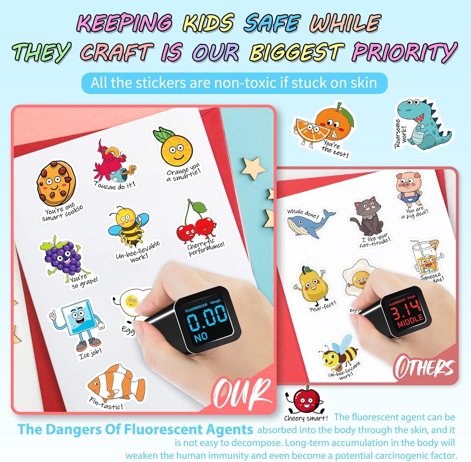 LIFEBE 800PCS Punny Teacher Stickers, Reward Motivational Stickers for Kids,Students, Funny Punny Labels Classroom Supplies, Cute Animal Incentives Stickers for Teacher School Classroom Home