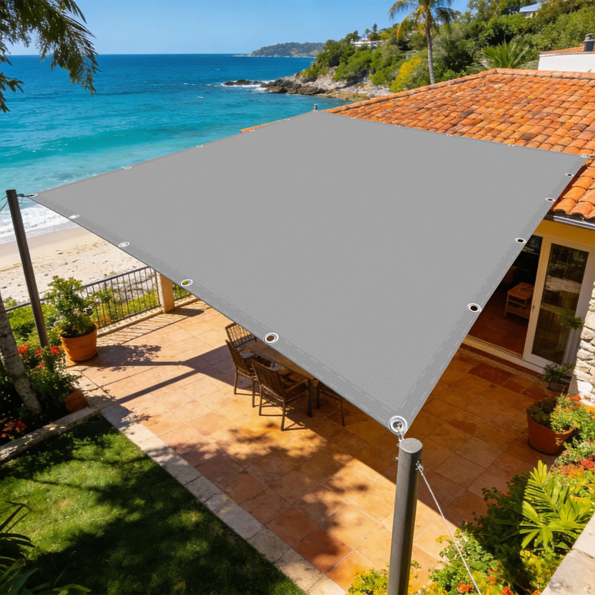 Voile d'ombrage extérieur pour terrasse et balcon 1.4 x 3.5 m imperméable