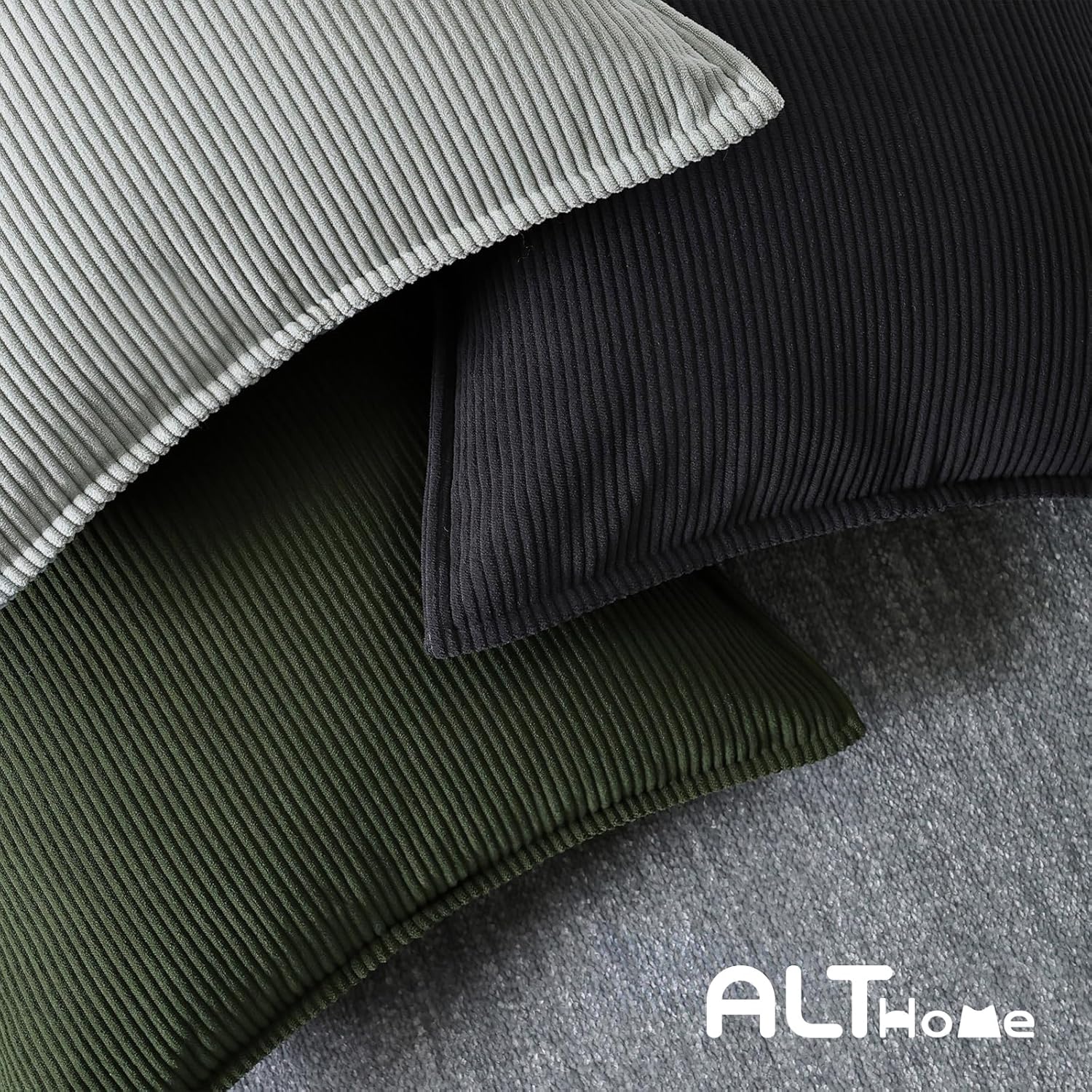 Corduroy Throw Pillow Covers 18x18 Set of 2 – Boho Decorative Pillow Covers for Couch, Sofa, Bed – Soft Square Cushion Covers for Living Room Decor (No Insert) Light Blue - Image 4