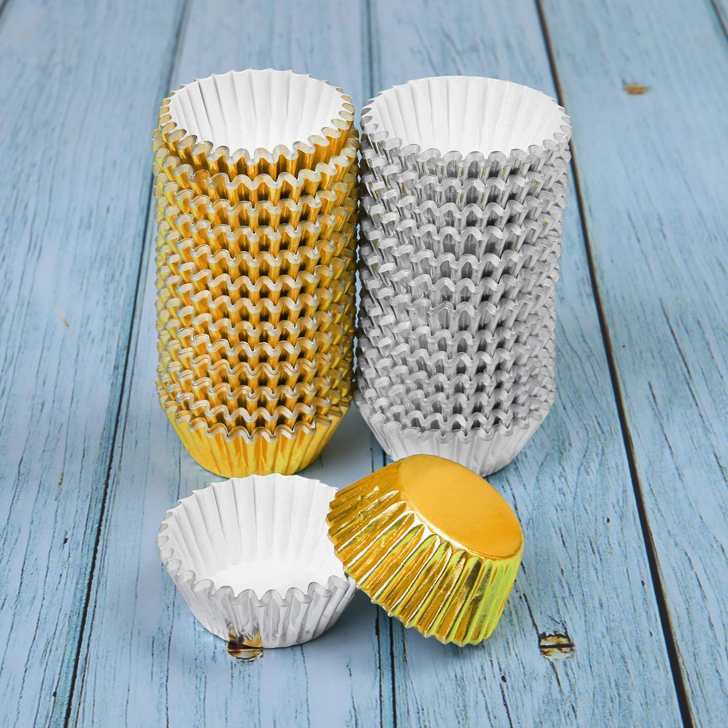 Foil Cupcake Liners Elcoho 600 Pieces Inch Mini Foil Metallic