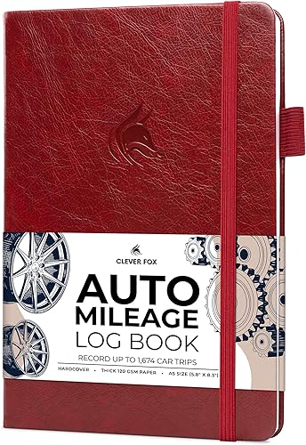 Clever Fox Libro de registro de kilometraje automático Libro de registro de vehículo con rastreadores de kilometraje, gastos, consumo de gas y