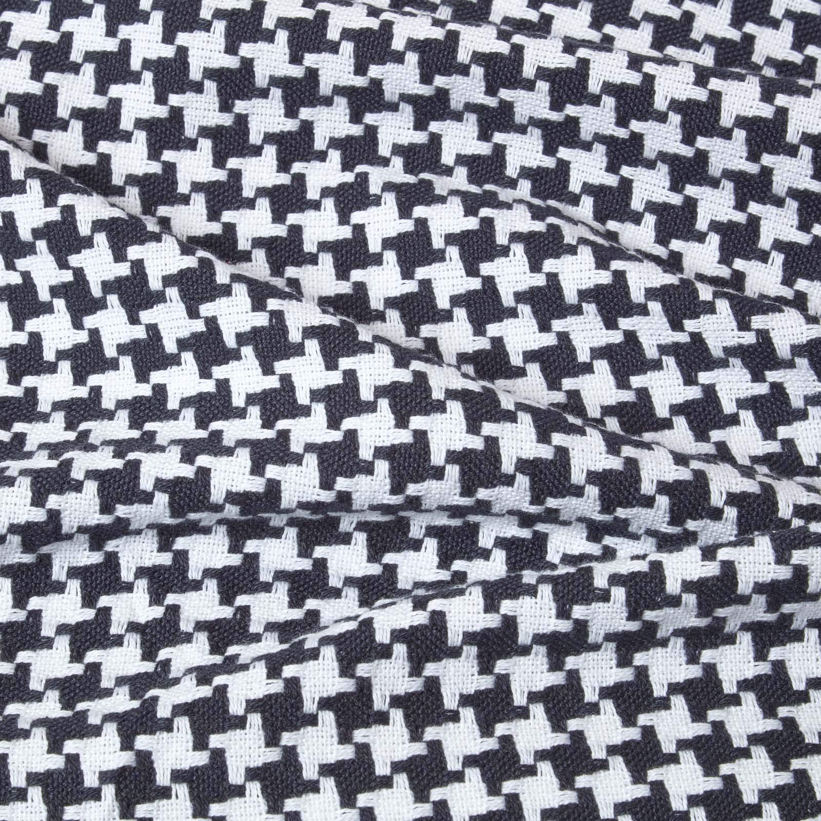 HOMESCAPES Jeté de canapé en 100% Coton - Noir - 230 x 250 cm - Plaid géométrique Pied de Poule