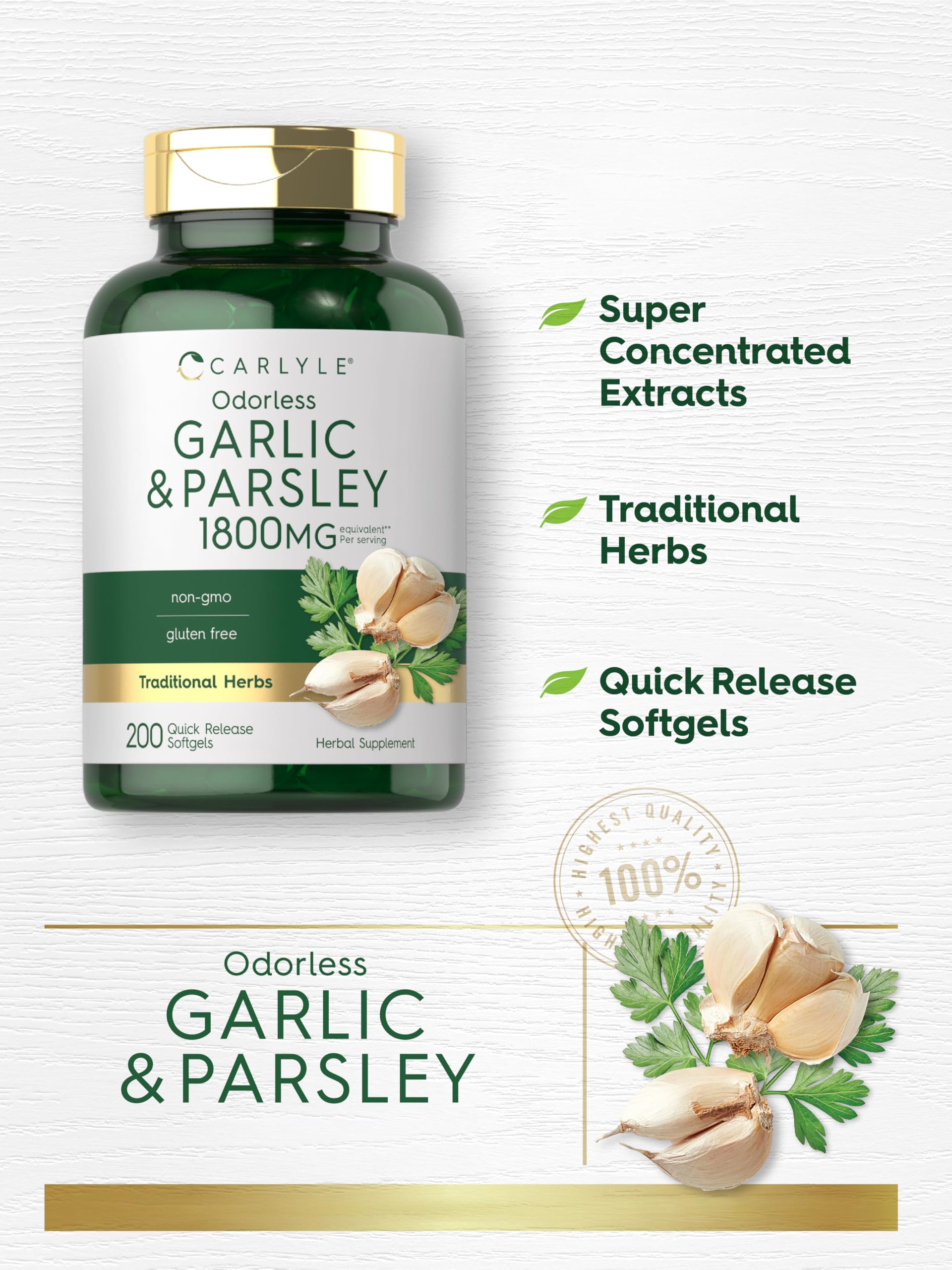 Carlyle Odorless Garlic & Parsley Supplement | 200 Softgels — Amazon image 4