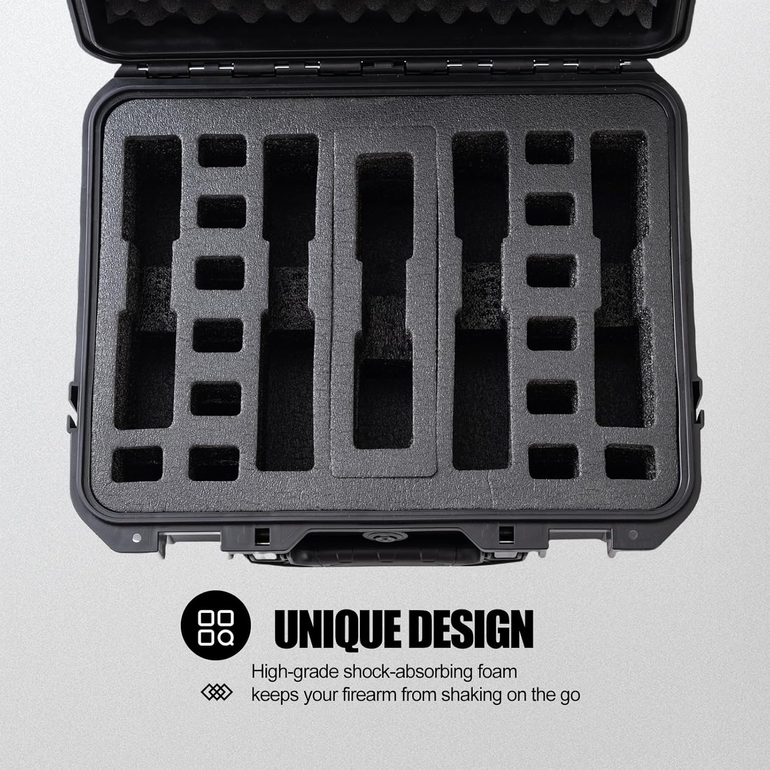 5 Pistol & 14 Magazine Case TSA Approved Pistol Case Hard Shell Waterproof with Customizable Pre-cut Foam Insert - Travel Gun Case for Gun Case 9mm - Image 5