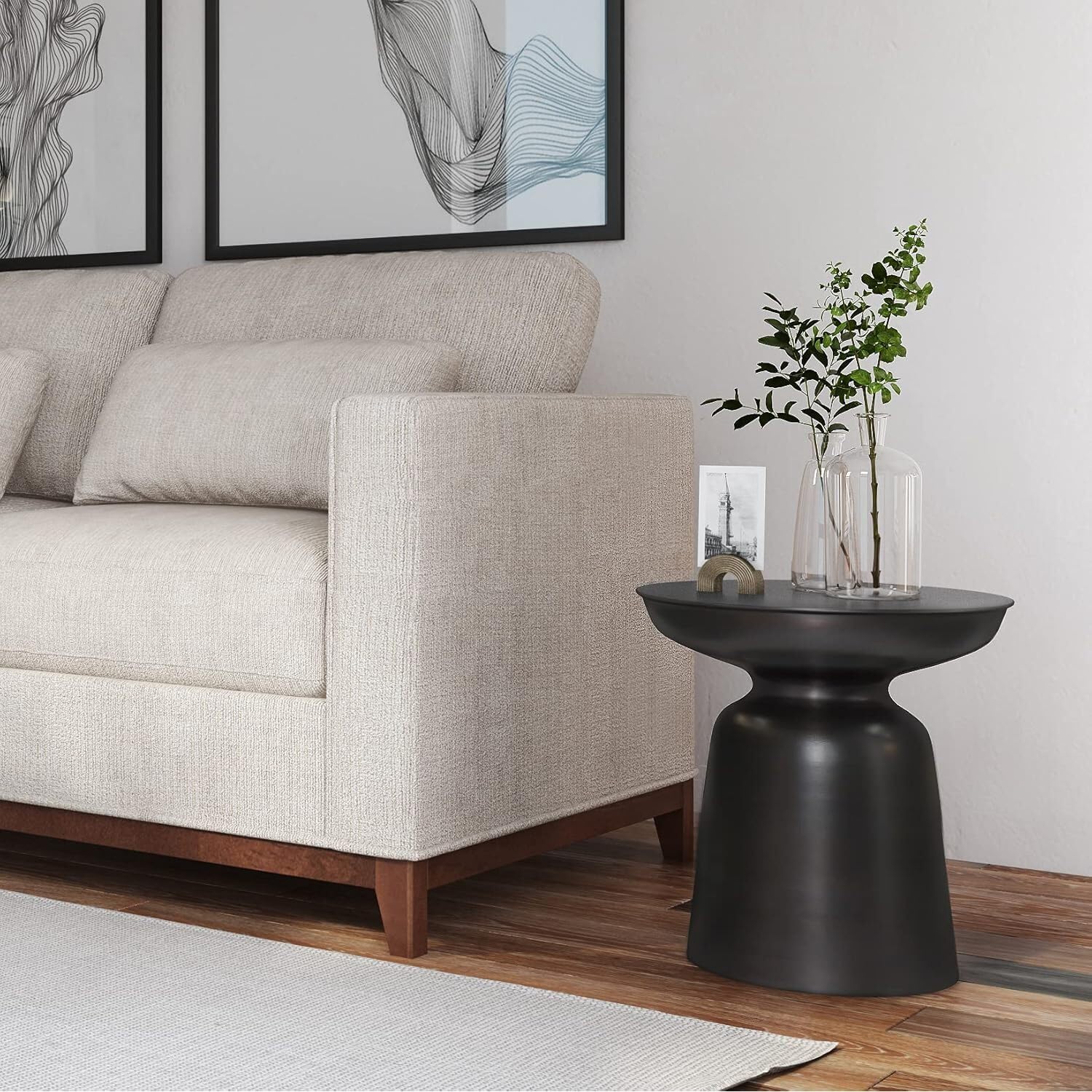 HomeStock Metal Accent Side Table - 16" Wide - Copper Finish - Sculptural Iron Design