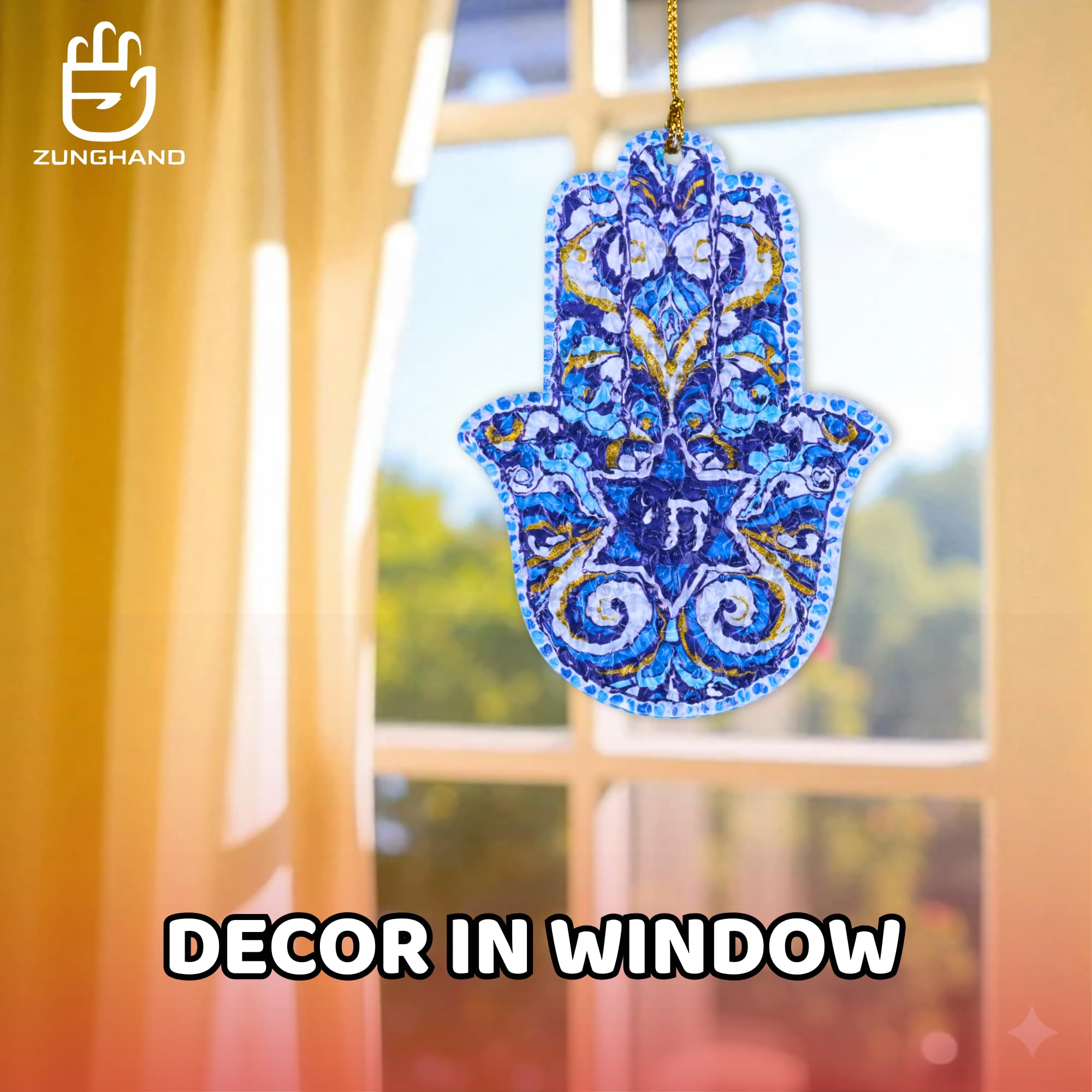 Hamsa Hand Ornament Judaica Gift Jewish Art Star of David Hanukkah Decorations Hamsa Wall Decor Hanukkah Gifts Ornament Car Christmas Decoration Accessory